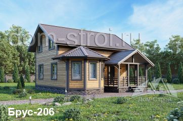 Дом с террасой и эркером, 9х9. 117,2 м2