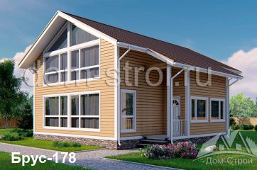 Дом из бруса с панорамным остеклением, 12х13м. 215 м2