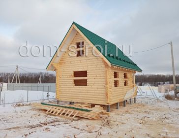 Баня из оцилиндрованного бревна по проекту Сруб-35