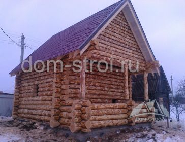 Баня по проекту Сруб-5 из окорённого бревна