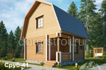 Дом из бревна 6х6 с мансардой. 56м2