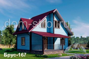 Дачный дом 8х8 с мансардой и террасой. 86 м2