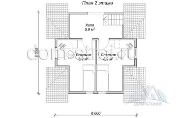 Небольшой дом 6 на 8 м с 3 спальнями. 63 м2