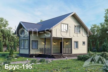 Дом из бруса со вторым светом и террасой. 171,4 м2