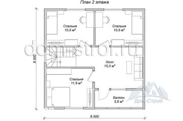 Дом с тремя спальнями и гостиной. 131,3 м2