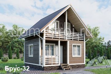 Дом из бруса 6х6 с мансардой. 59 м2