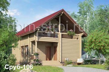 Дом из бревна с балконом, 7х9,5. 120 м2