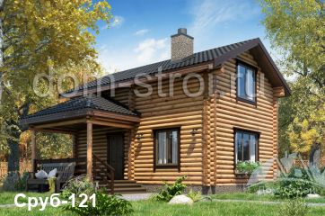 Дом из оцилиндрованного бревна 8х8. 86 м2