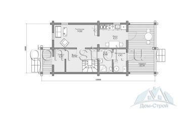 Бревенчатый дом 6х14 с террасой. 119 м2
